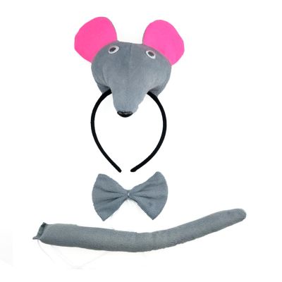 apcans Girls Mouse Costume Headband Necktie Tail Stage Props Set Halloween Party Anime Costume Accessories Kids Photo Props