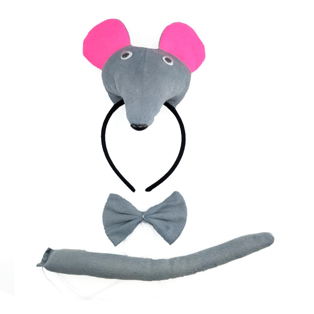 apcans Girls Mouse Costume Headband Necktie Tail Stage Props Set Halloween Party Anime Costume Accessories Kids Photo Props