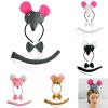 apcans Girls Mouse Costume Headband Necktie Tail Stage Props Set Halloween Party Anime Costume Accessories Kids Photo Props view 2