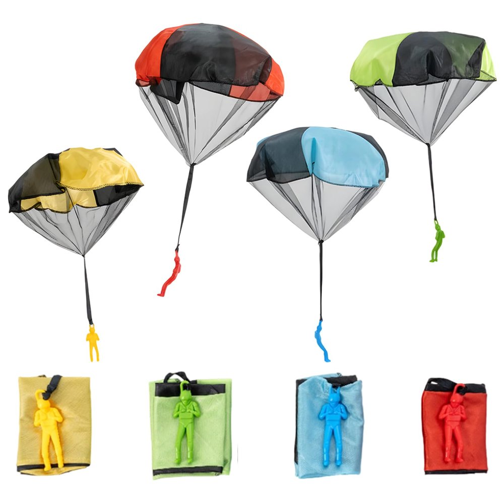 4 Pcs Parachute Toys, Parachute, Easter Basket Stuffers Outdoor Toys, Outdoor Play Parachute Toy, Children's Parachute Toy for Backyard Games, 48x43 CM Parachutes