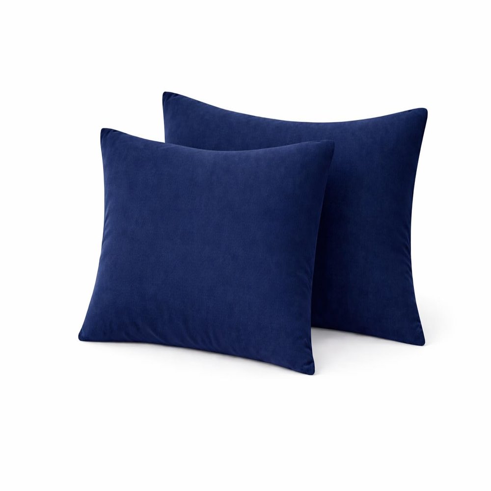 COTTON STICH Youth Pillowcase 16x22 Set of 2, 100% Cotton 600 Thread Count Kids Pillow Covers, Soft Breathable Small Travel Pillowcase with Zipper Closure, Navy Blue