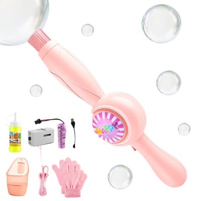Bubble Machine - Bubble Fog Wand | Cute Rechargeable Bubbles with Colorful Light Stick, Fun Party Plaything for Birthday Holiday Beach Outdoor Use, Safe Gift Age 3 Plus