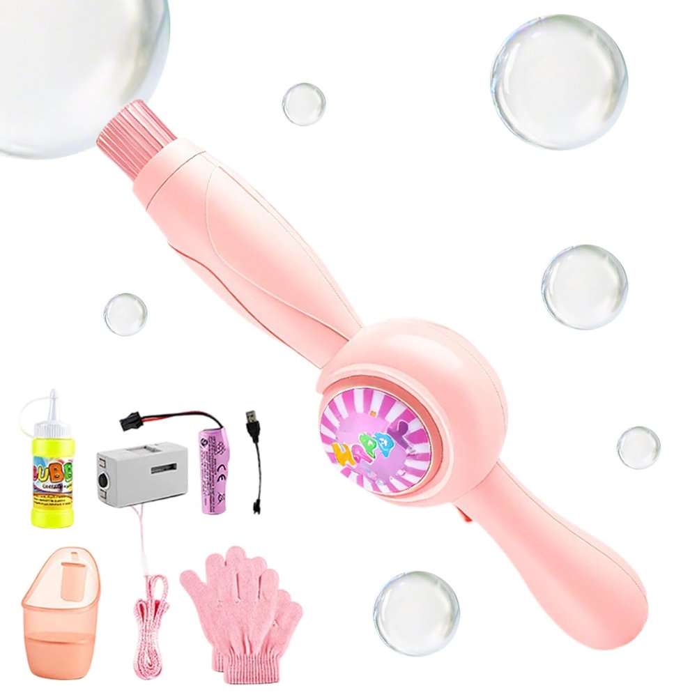 Bubble Machine - Bubble Fog Wand | Cute Rechargeable Bubbles with Colorful Light Stick, Fun Party Plaything for Birthday Holiday Beach Outdoor Use, Safe Gift Age 3 Plus