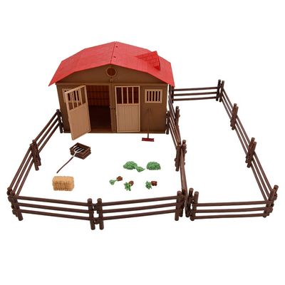 Farm Scene Model Simulation Mini Farmhouse Toy Set Children Farm Accessories Plastic Safe Farmhouse Stable Playhouse Learning Educational Gift for Kids Christmas