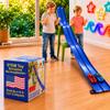 Flexible Race Track for Kids Friendly Racing Competition, Double-Sided 1 & 2 Lane Track, Roll-Up Design with Anchors, Build, Race & Win Fun, (No Cars Included) - Blue Track view 1