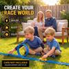 Flexible Race Track for Kids Friendly Racing Competition, Double-Sided 1 & 2 Lane Track, Roll-Up Design with Anchors, Build, Race & Win Fun, (No Cars Included) - Blue Track view 2