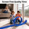 Flexible Race Track for Kids Friendly Racing Competition, Double-Sided 1 & 2 Lane Track, Roll-Up Design with Anchors, Build, Race & Win Fun, (No Cars Included) - Blue Track view 4