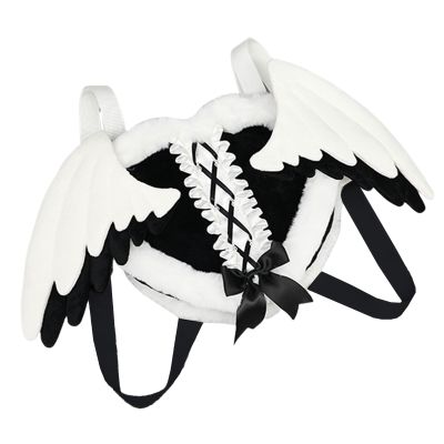 2000s Heart Plush Bag for Teens Girl Subcultures Anime Bowknot Shoulder Theme Party Costume Accessories Travel Cosplay Backpa