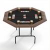 Hoguyexila 8 Players Poker Table Foldable, Octagonal Texas Hold'em Table w/Plastic Cup Holder, Folding Casino Leisure Poker Game Table for Card Game and Casino Gambling, Brown view 1