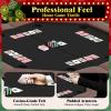Hoguyexila 8 Players Poker Table Foldable, Octagonal Texas Hold'em Table w/Plastic Cup Holder, Folding Casino Leisure Poker Game Table for Card Game and Casino Gambling, Brown view 3