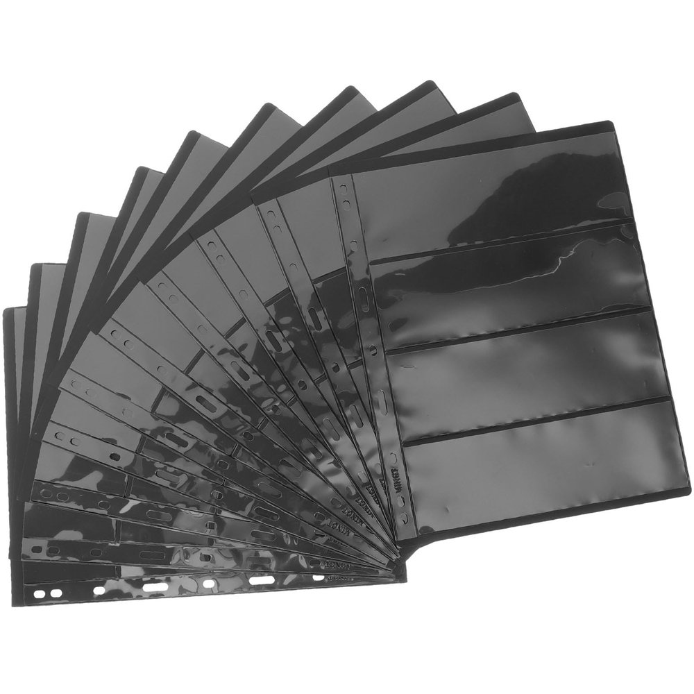 TOBBOMEY 10-sheet Loose-leaf Stamp Album Binder with Pvc Double-sided Black Background Pages for Stamp Collectors and Storage of Banknotes, Scrapbook Accessories for Travel and Display