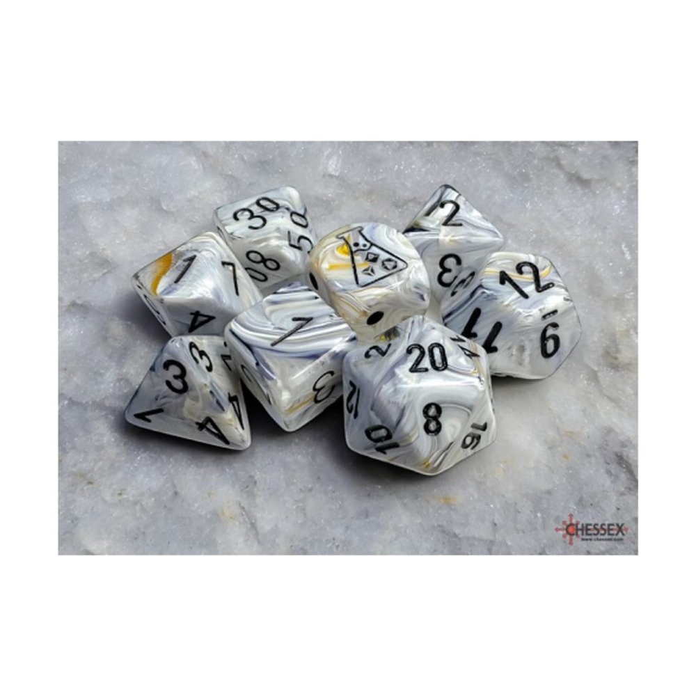 Marble Calcite/blue Polyhedral 7-Dice Set (with bonus die)