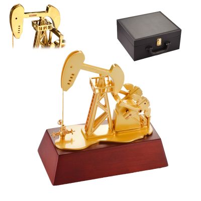 3D Electric Metal Oil Well Pump Jack Model, Simulation Oilfield Operation Mechanical Machine Equipment, Creative Desktop Ornament Decoration, Science Eductional Toy (Style-a)