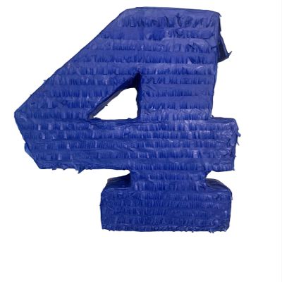 Blue Number 4 Piata, Handmade, 24 Inches Tall, Party Decoration