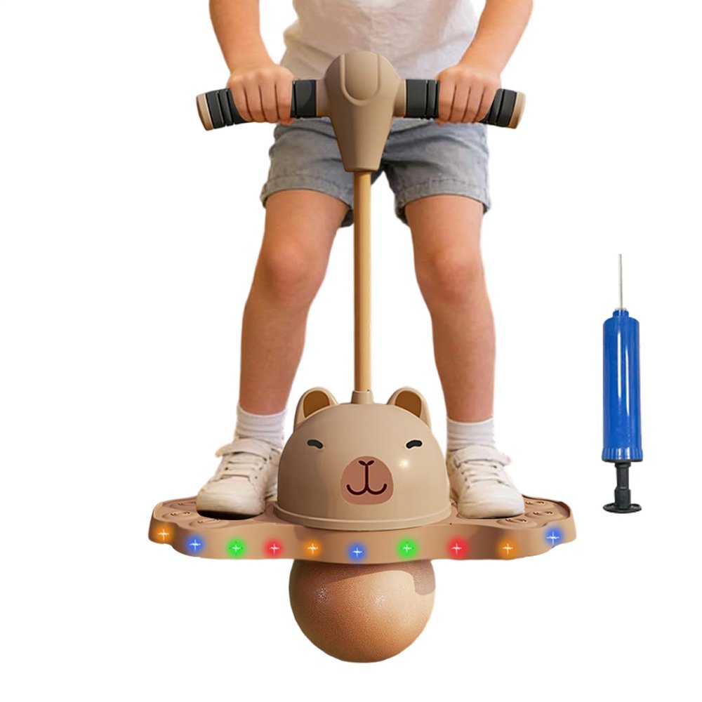 Balance Jumping Ball Children, Cute Capybara Design Jumping Ball Balance Board Toy With Handle & Light For Indoor & Outdoor Play, Capybara Bouncing Balls For Kids Age 3