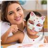 Bemonew Cat Mask 15Pcs Half Fox Mask White Therian DIY Paintable Blank Masquerade Masks with Elastic Band Animal Face for Holloween, Masquerade Party, Cosplay view 2