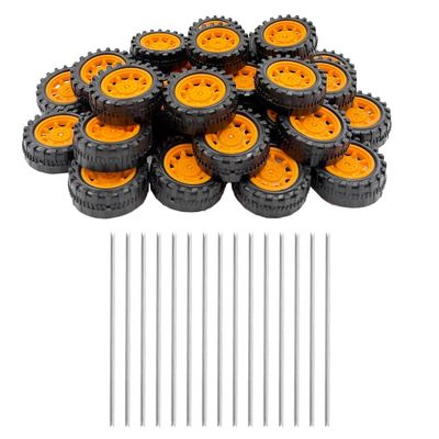 30PCS Plastic Toy Wheel with Round Rod Shaft Axles for RC Model Car DIY Model Building Parts (Style 1)