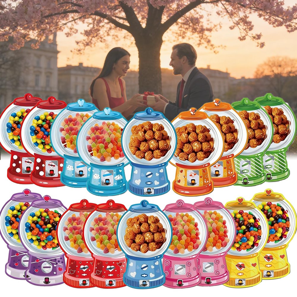 2026 New Valentine's Candy Cards Gifts Set, candy cards gift set 36/18 pcs with plastic domes, diy treat holders for classroom exchange, Valentines Party Favors, Holiday Gifts (18pcs)