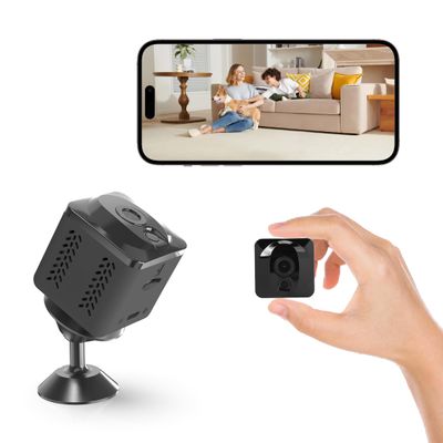 ZHENHAN Mini Camera Wireless Indoor Security Camera with Night Vision: Motion Detection, Dual Storage (Cloud/SD), App Control, Magnetic Mount for Home/Office/Baby/Pet 24/7 Monitoring (Black)