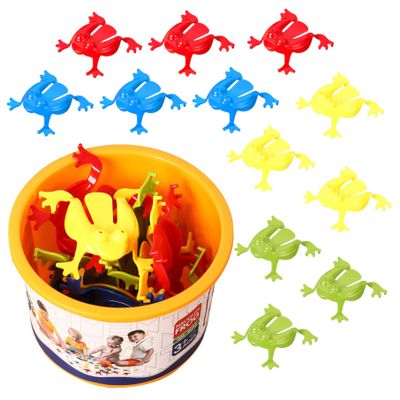 Jcasbdn Jumping Frog Toy 12PCS Leap Flip Frog Game with Bucket Plastic Jumping Frogs Colorful Funny Crazy for Boys Girls