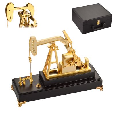 3D Electric Metal Oil Well Pump Jack Model, Simulation Oilfield Operation Mechanical Machine Equipment, Creative Desktop Ornament Decoration, Science Eductional Toy (Style-b)