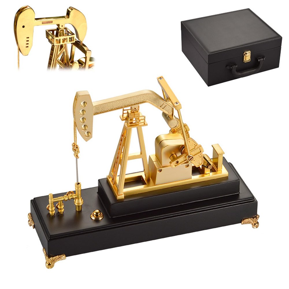 3D Electric Metal Oil Well Pump Jack Model, Simulation Oilfield Operation Mechanical Machine Equipment, Creative Desktop Ornament Decoration, Science Eductional Toy (Style-b)