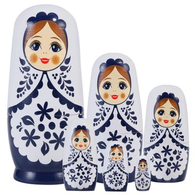 Yoption Wooden Handmade Russian Nestingdolls, 6 Pcs Matryoshkadolls for Adults Christmas, Easter, Birthday, Home Decoration (White)