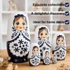 Yoption Wooden Handmade Russian Nestingdolls, 6 Pcs Matryoshkadolls for Adults Christmas, Easter, Birthday, Home Decoration (White) view 4