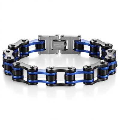 AZHOUQIBD Bicycle Chain Bracelet/Motorcycle Chain Bracelet (Set of 2)