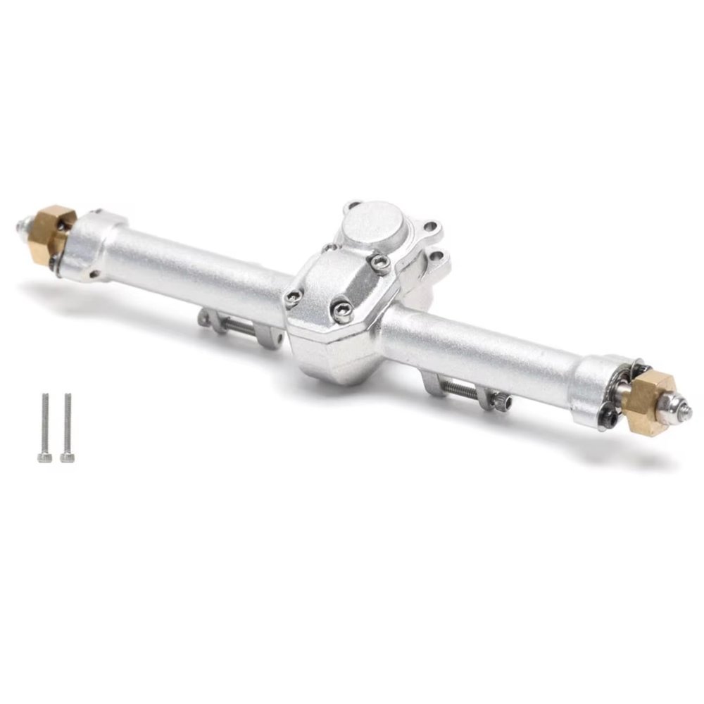 RC Axle Models For Axial For SCX24 90081 C10 B-17 1967 2019 For Wrangler 1/24 Alloy Casting Complete Edition Front Rear Axle Set RC Model(Silver,Rear)