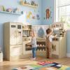 Costzon Kids Corner Play Kitchen, Pretend Play Kitchen Playset w/Stoves, Coffee Machine, Refrigerator, Microwave, Toaster & Accessories, Wooden Toy Kitchen Set for Boys Girls 3+ view 2