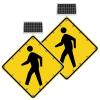 24in LED Solar Pedestrian Crossing Sign - IP65 Weatherproof Blinking Traffic Signs, Aluminum - 2 Sets for Sidewalks & Roadways - Boost Safety & Visibility view 1