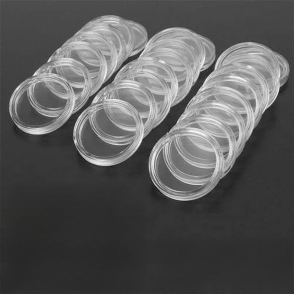 ArtHoval 35mm Clear for Round Plastic Coin Capsules for Storage and for Protection, 100 Pcs, Reusable, Compatible with Various Collectible