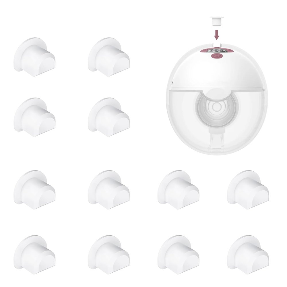 12pcs Silicone Spout Cap Compatible with Momcozy M5 Wearable Breastpump, Dustproof, Keep Clean, Prevents Leaks from The Top, Fit for M5 Breast Pump Parts, White