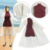 1/12 Scale Doll Clothes Set for 6'' Figures - Red High Neck Dress & White Long Coat view 3