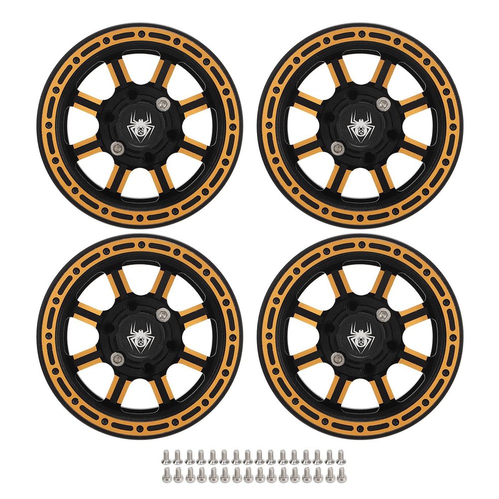 1.9 Inch RC Wheel Hubs Gravity Reducing CNC Aluminum Alloy 1.9in RC Wheel Hub for Axial SCX10 (Gold)
