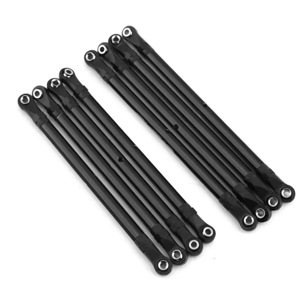 Rc Repairs Spare For AXIAL For SCX10 For TRX4 90046 1/10 RC Crawler Car Accessories 8PCS Aluminum Alloy 313mm Wheelbase RC Link Rod Linkage Set(Black)