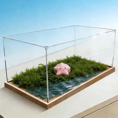 Long Acrylic Display Case 12 18 24 33 in, Clear Collectibles Storage Show Box Cube, Wooden Base Stackable Countertop Plastic Bins(75x60x60cm/30x24x24in)