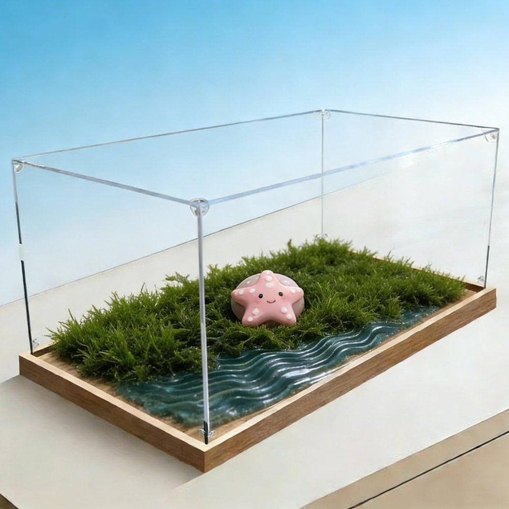 Long Acrylic Display Case 12 18 24 33 in, Clear Collectibles Storage Show Box Cube, Wooden Base Stackable Countertop Plastic Bins(75x60x60cm/30x24x24in)