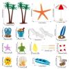 19 Pack Beach Cake Decorations Set with Chair, Umbrella, Palm Tree, Boat, Summer Ocean Cake Toppers for Tropical Hawaiian Aloha Luau Theme Birthday Party Decor Supplies view 2