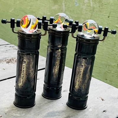 Antique Brass Kaleidoscope with Marble Eyepiece, GILBRT & SONS Set of 3