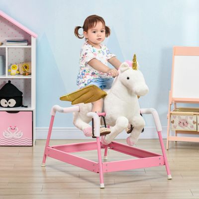 Spring-Action Rocking Horse with Realistic Sound Effects and Soft Plush Body for Indoor Play and Gentle Motion Fun