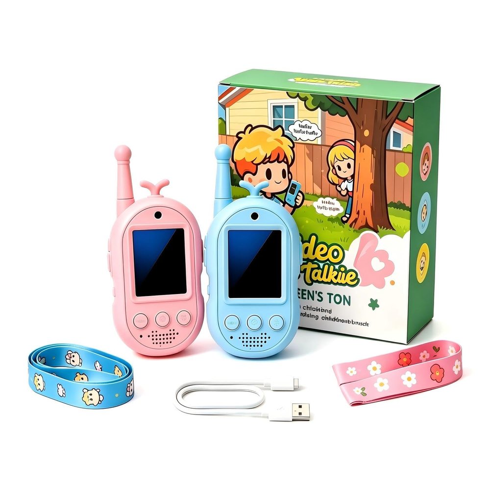 Kids Video Walkie Talkies,Kids Walkie Talkies 2 Pack,Outdoor Camping,Hiking Walkie Talkies Long Range Kids, Walkie Talkies for Kids Suitable Birthday Gift for Children Over 4 Years Old (Blue/Pink)