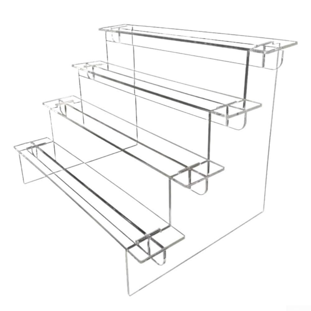 Acrylic Display Stand Transparent Ladder Shelf Clear Acrylic Risers Multifunction Display Organizer for Collectibles Figurines Jewelry for Easy Assemble Drop Resistant(Four Floors)