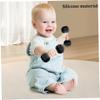 2 Pcs Dumbbells for Baby Mini 1.8x4.7 In Silicone Hand Weight Lifting Set for Fitness Exercise Funny Sport Toys for Toddlers (Black), Dumbbell view 2