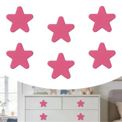 Elistonie 6 Pieces Cute Cartoon Shape Knobs for Furniture Soft Rubber Knobs for Kids Room Cabinet Drawer Dresser Closets Organizer Desk Box Bookcase(Star,Pink)