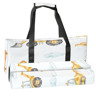 3 Pcs Empty Mahjong Bag Set Construction vehicles concrete truck bulldozer road roller tractor Soft American Mahjong Tile Carrying Case Rack and Pushers Bags Game Night Accessories Gifts for Women