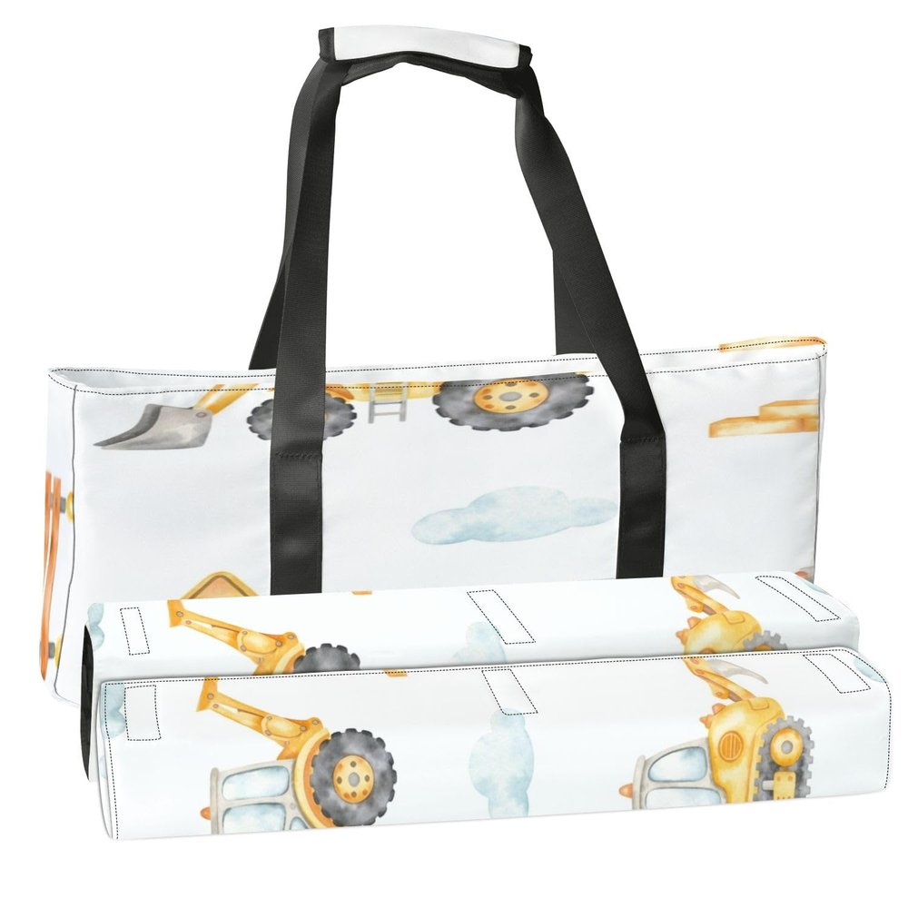 3 Pcs Empty Mahjong Bag Set Construction vehicles concrete truck bulldozer road roller tractor Soft American Mahjong Tile Carrying Case Rack and Pushers Bags Game Night Accessories Gifts for Women