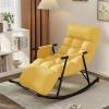ELUKHT remium Nursery Rocking Chair for Modern Living Rooms & Bedrooms Comfortable Sofa Lounger with Breathable Tech Cloth Legrest Armrests and Adjustable Backrest Ideal for Gar,Yellow-Black Leg view 1
