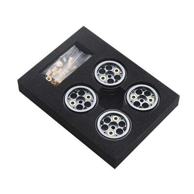 Black Coating Brass 1.1" Beadlock Wheel Rims (Set of 4) Compatible With 1/24 1/18 Scale RC Crawler Cars Including SCX24, AX24, FMS Models(Dark Grey)